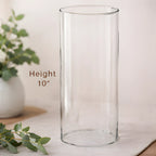 Ausable wreath company Clear hurricane globe glass vase with height measurement on a light background