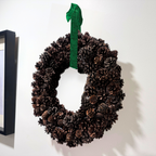 pinecone_wreath_christmas_holiday_ausable_green_brown_16inch_17inch_side_view